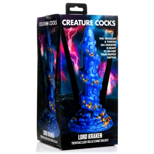 Голубой фантазийный фаллоимитатор Lord Kraken Tentacled Silicone Dildo - 21 см. - 4