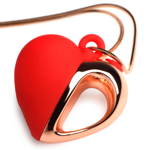 Красное ожерелье с подвеской-вибратором 10X Vibrating Silicone Heart Necklace - 1