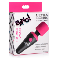 Розово-черный мини-вибромассажер 10X Vibrating Mini Silicone Wand - 2