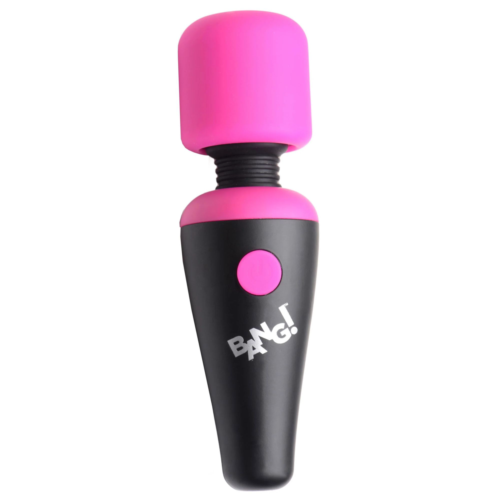 Розово-черный мини-вибромассажер 10X Vibrating Mini Silicone Wand - 0