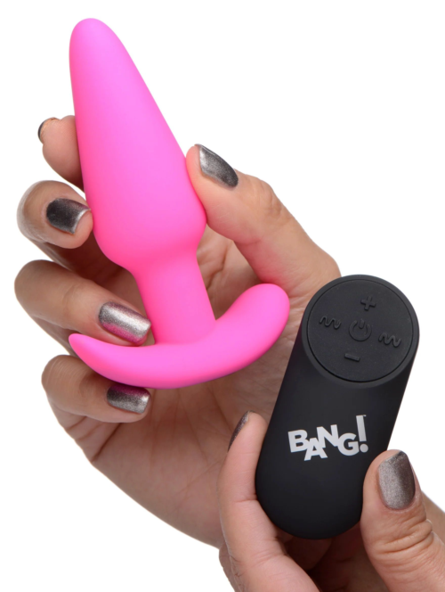 Розовая анальная вибропробка с пультом ДУ 21X Remote Control Vibrating Silicone Butt Plug - 10,4 см. - 3