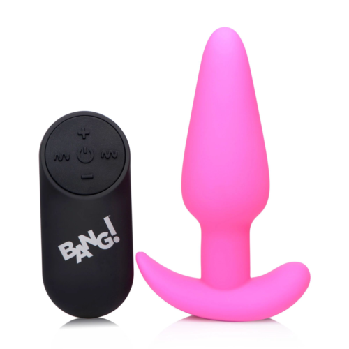 Розовая анальная вибропробка с пультом ДУ 21X Remote Control Vibrating Silicone Butt Plug - 10,4 см. - 0