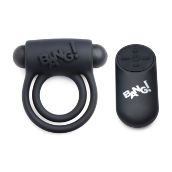 Черное эрекционное виброкольцо 28X Remote Control Vibrating Cock Ring Bullet