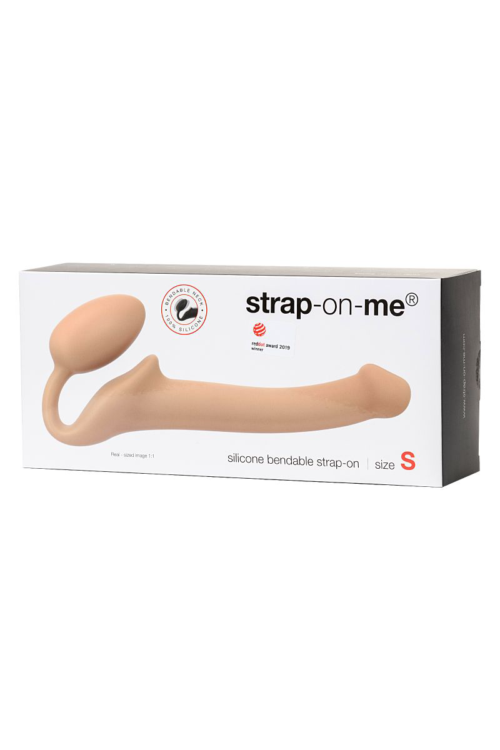 Телесный безремневой страпон Silicone Bendable Strap-On - size S - 6