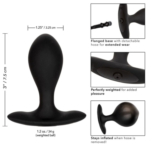 Черная расширяющаяся анальная пробка Weighted Silicone Inflatable Plug M - 3