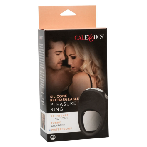 Черное эрекционное виброкольцо Silicone Rechargeable Pleasure Ring - 4