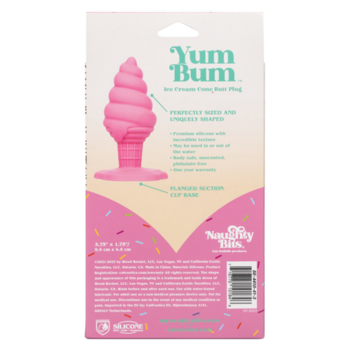 Розовая анальная пробка в виде мороженого Yum Bum Ice Cream Cone Butt Plug - 9,5 см. - 3