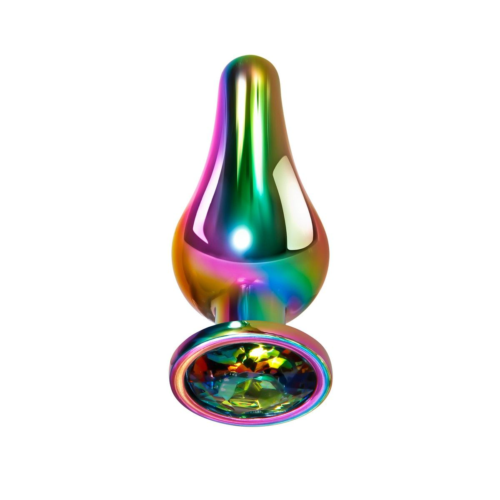 Радужная анальная пробка Rainbow Metal Plug Small - 9,4 см. - 1