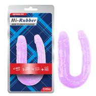 Фиолетовый двусторонний фаллоимитатор Hi-Rubber - 34 см. - 1