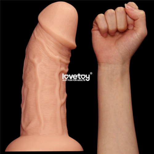 Телесный фаллоимитатор-гигант 9.5 Realistic Curved Dildo - 24 см. - 3