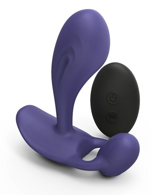 Темно-синий вибромассажер Witty P G Vibrator with Remote Control - 0