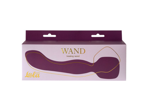 Фиолетовый двусторонний вибромассажер Heating Wand с нагревом - 22 см. - 2