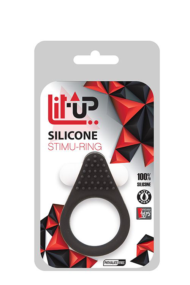 Чёрное эрекционное кольцо LIT-UP SILICONE STIMU RING 1 BLACK - 1