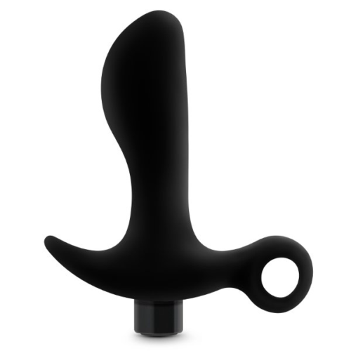 Черный анальный вибратор Silicone Vibrating Prostate Massager 01 - 10,8 см. - 0