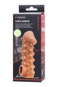 Телесная закрытая насадка с шариками Cock Sleeve 010 Size S - 13,8 см. - 4