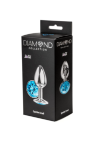 Малая серебристая анальная пробка Diamond Light blue Sparkle Small с голубым кристаллом - 7 см. - 3