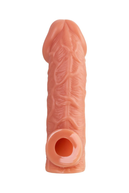 Телесная насадка на фаллос с фиксацией мошонки Cock Sleeve 001 Size M - 15,6 см. - 6