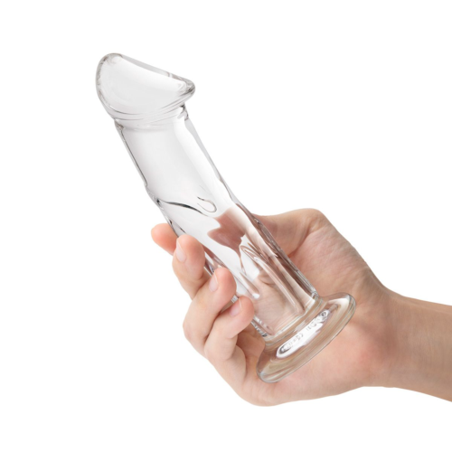 Прозрачный стеклянный фаллоимитатор 6’’ Glass Dildo With Veins Flat Base - 15,2 см. - 2