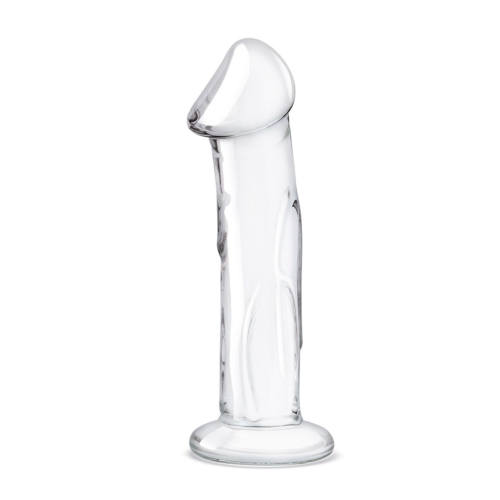 Прозрачный стеклянный фаллоимитатор 6’’ Glass Dildo With Veins Flat Base - 15,2 см. - 0