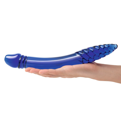 Синий двусторонний стеклянный стимулятор 11’’ Double-sided Glass Dildo For G-Spot P-Spot Stimulation - 28 см. - 3