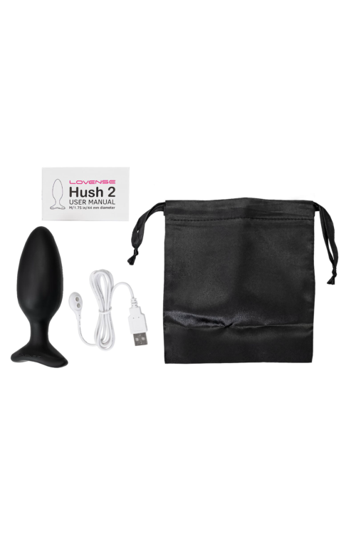 Черная анальная втулка LOVENSE Hush 2 (M) - 13,5 см. - 6