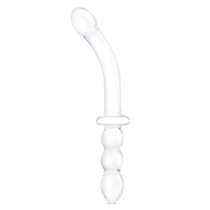 Изогнутый стеклянный фаллоимитатор 12’’ Girthy Ribbed G-Spot Glass Dildo With Handle Grip Double Ended - 30 см. - 0