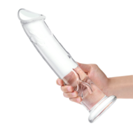 Большой стеклянный стимулятор 12’’ Glass Dildo With Veins Flat Base - 28 см. - 3