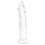 Большой стеклянный стимулятор 12’’ Glass Dildo With Veins Flat Base - 28 см. - 0