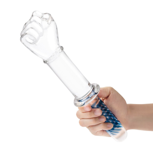 Стеклянный стимулятор в форме сжатой в кулак руки 11’’ Glass Fist Double Ended With Handle Grip - 28 см. - 3