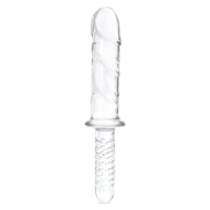 Стеклянный фаллоимитатор с рукоятью 11’’ Girthy Cock Double Ended With Handle - 28 см. - 0