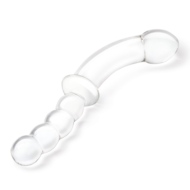 Стеклянный двусторонний фаллоимитатор 12,5’’ Girthy Double Sided Dong With Anal Bead Grip Handle - 32 см. - 2