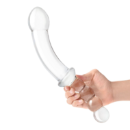 Стеклянный двусторонний фаллоимитатор 12,5’’ Girthy Double Sided Dong With Anal Bead Grip Handle - 32 см. - 3