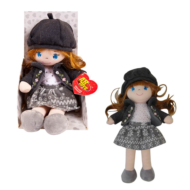 Кукла мягконабивная, в серой шапочке и фетровом костюме, 36 см, в открытой коробке - 0