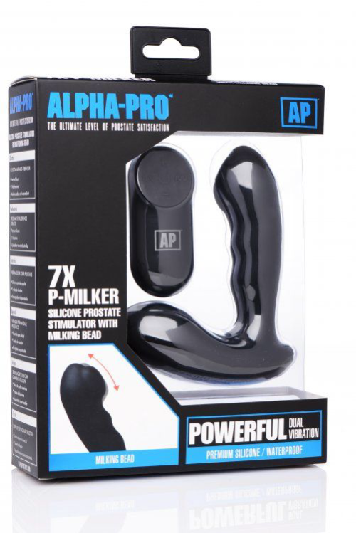 Черный стимулятор простаты Alpha-Pro 7X P-Milker Silicone Prostate Stimulator with Milking Bead - 2