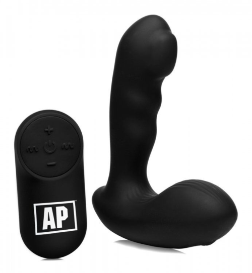 Черный стимулятор простаты Alpha-Pro 7X P-Milker Silicone Prostate Stimulator with Milking Bead - 0