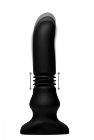 Черный фрикционный вибратор Silicone Vibrating Thrusting Plug with Remote Control - 17,1 см. - 0