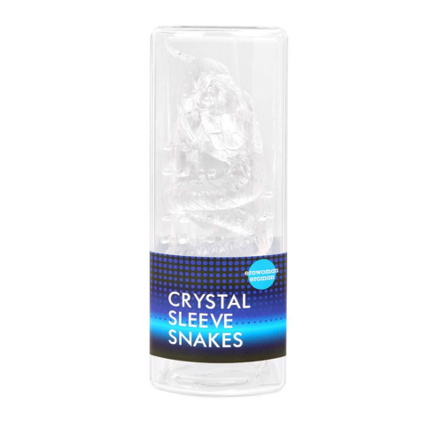 Закрытая рельефная насадка Crystal sleeve snakes в виде змеи с усиками - 14 см. - 2