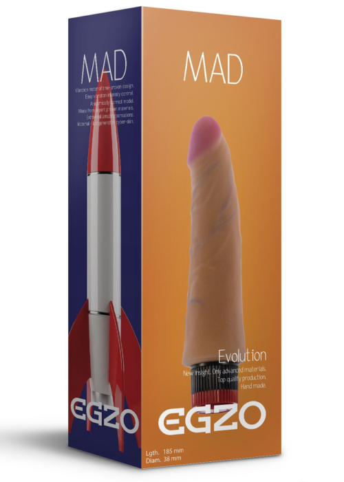 Реалистичный мультискоростной вибратор без мошонки Mad Rocket - 18,5 см. - 0