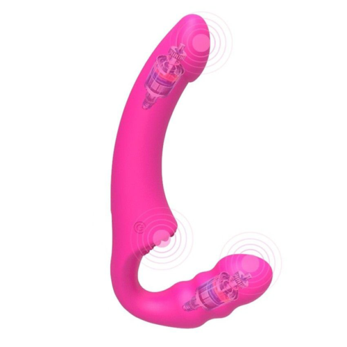 Розовый безремневой страпон Straples Strap-On Dildo - 2