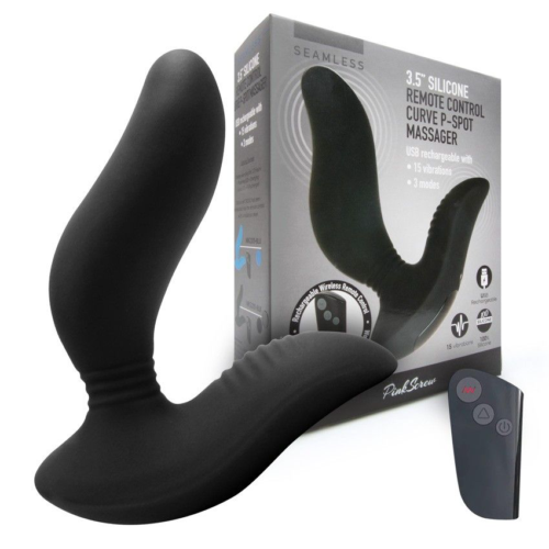 Черный вибромассажер простаты 3,5’’ Remote Control Curve P-spot Massager - 12 см. - 1