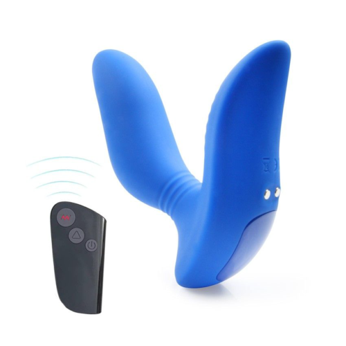 Синий вибромассажер простаты 3,5’’ Remote Control Curve P-spot Massager - 12 см. - 0