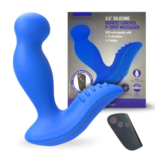 Синий вибромассажер простаты 3,5’’ Remote Control P-spot Massager - 12,5 см. - 1