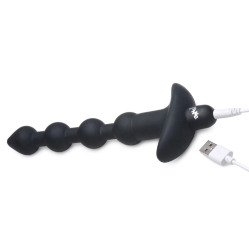 Черные анальные бусы с вибрацией и пультом ДУ 28X Remote Control Vibrating Silicone Anal Beads - 19 см. - 1