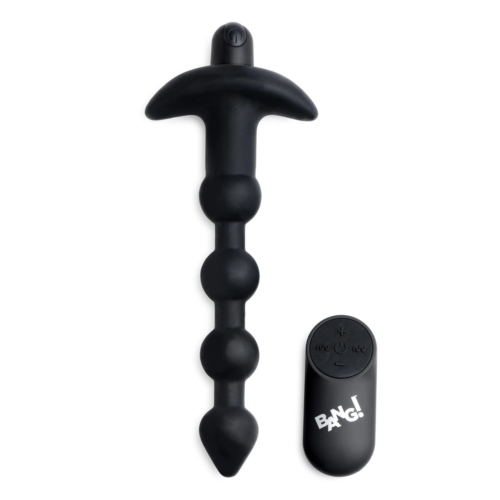 Черные анальные бусы с вибрацией и пультом ДУ 28X Remote Control Vibrating Silicone Anal Beads - 19 см. - 0