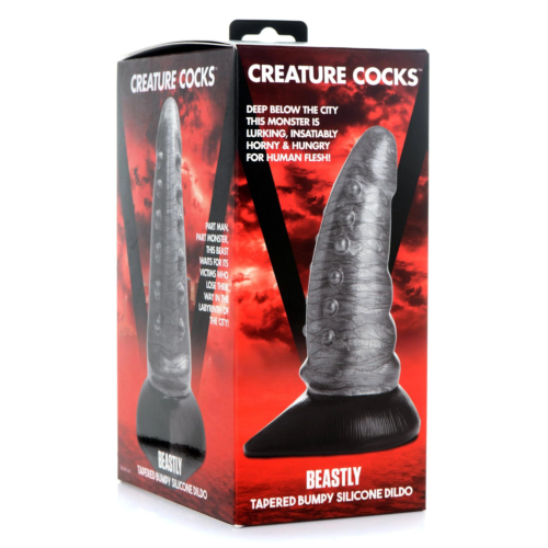 Серый фантазийный фаллоимитатор Beastly Tapered Bumpy Silicone Dildo - 21 см. - 4