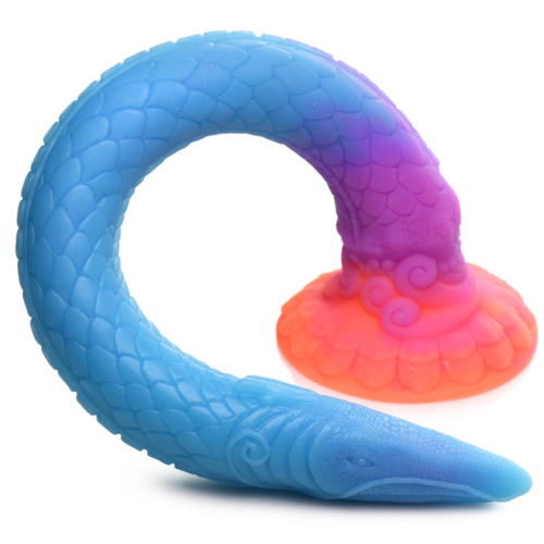 Фантазийный люминесцентный фаллоимитатор в форме змеи Makara Glow-in-the-Dark Silicone Snake Dildo - 46 см. - 0