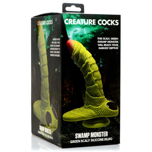 Фантазийный фаллоимитатор Swamp Monster Green Scaly Silicone Dildo - 23,9 см. - 3