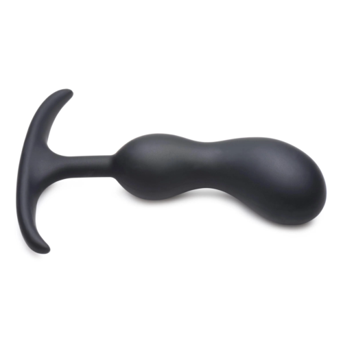 Черный массажер простаты с утяжелителями Premium Silicone Weighted Prostate Plug Medium - 16,3 см. - 1