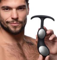 Черный массажер простаты с утяжелителями Premium Silicone Weighted Prostate Plug Large - 18,8 см. - 2