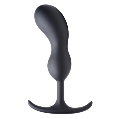 Черный массажер простаты с утяжелителями Premium Silicone Weighted Prostate Plug Large - 18,8 см. - 0